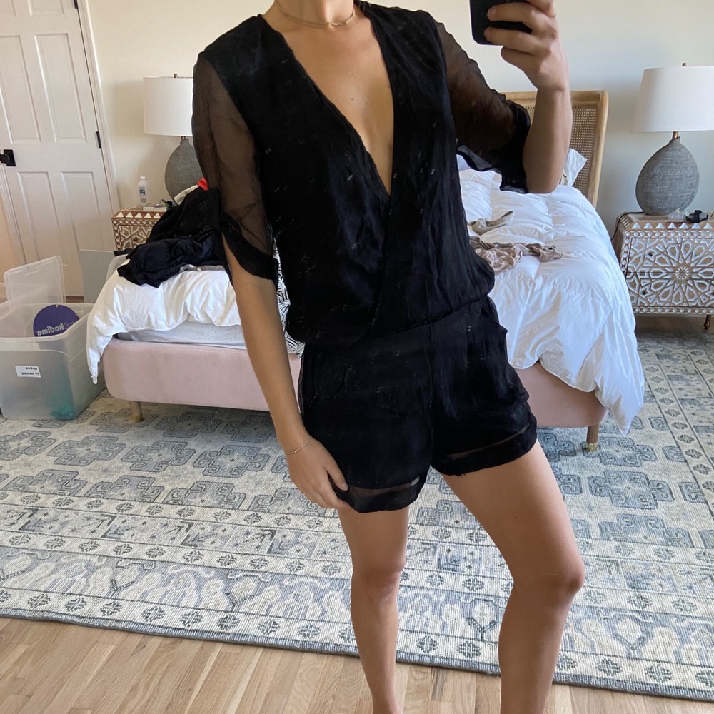 Black v-neck romper